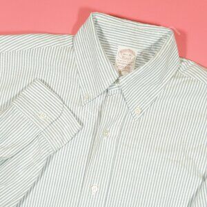 Brooks Brothers Shirt Mens 14.5 34 Blue White OCBD Vintage Trad Fit 90s MI USA